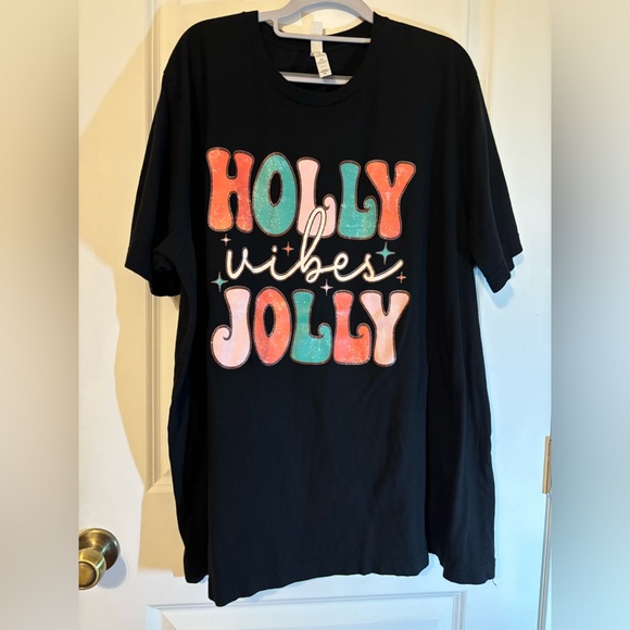 Tops - Short sleeve Christmas Tshirt Holly Jolly 3X